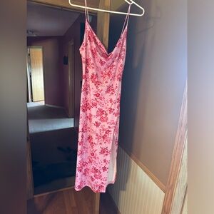 Flower dress with high slit in front